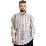 ModeXL Büyük Beden Erkek Gömlek Ekose Uzun Kollu Badem Yeşili Günlük Stil Normal Kalıp 23300 - 5XL