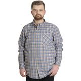 ModeXL Büyük Beden Erkek Gömlek Mor Ekose Uzun Kollu Günlük Stil Rahat Kesim 23300 - 3XL