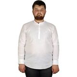 ModeXL Büyük Beden Erkek Hakim Yaka Gömlek 20388 - 7XL - Beyaz