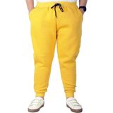 ModeXL Büyük Beden Erkek Hardal Eşofman Altı 3ip Kışlık Yumuşak Polarlı Esnek Kumaş - 8XL