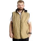 ModeXL Büyük Beden Erkek Kapüşonlu Yelek Kapitone Kahverengi Kısa Kol Polyester Özellikli 23710 - 7XL