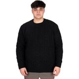 ModeXL Büyük Beden Erkek Kazak Bisiklet Yaka Siyah Desenli Günlük Stil Braıded 24211 - 6XL