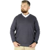 ModeXL Büyük Beden Erkek Kazak V Yaka Füme Renk Günlük Kullanım İçin - 7XL