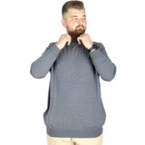 ModeXL Büyük Beden Erkek Kazak Yarım Balıkçı Dik Yaka Çizgili Indigo Renk Günlük Stil - 8XL