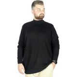 ModeXL Büyük Beden Erkek Kazak Yarım Balıkçı Dik Yaka Siyah Günlük Stil - 4XL