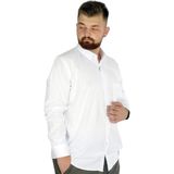 ModeXL Büyük Beden Erkek Keten Cepli Gömlek 20386 Beyaz - 5XL