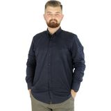 ModeXL Büyük Beden Erkek Keten Cepli Gömlek Lacivert Klasik Stil Uzun Kol - 5XL