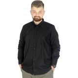 ModeXL Büyük Beden Erkek Keten Cepli Siyah Gömlek Klasik Stil Uzun Kol - 3XL