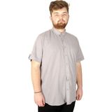 ModeXL Büyük Beden Erkek Keten Likralı Cepli Gömlek 20389 Günlük Stil Kısa Kol Desenli - 4XL - Gri