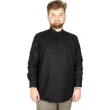 ModeXL Büyük Beden Erkek Keten Likralı Ukol Hakim Yaka Gömlek 20388 Siyah - 3XL
