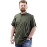 ModeXL Büyük Beden Erkek Kısa Kol Hakim Yaka Gömlek Haki Günlük Stil 7XL