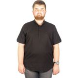 ModeXL Büyük Beden Erkek Kısa Kol Hakim Yaka Gömlek - Siyah - 4XL