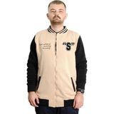 ModeXL Büyük Beden Erkek Kolej Mont Baskılı Ceket 23631 Bej - 2XL