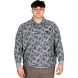 Modexl Büyük Beden Erkek Polo Yaka Sweatshirt Baskılı Selanik U24440 Gri Melanj