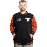 ModeXL Büyük Beden Erkek Siyah Kolej Mont Baskılı Ceket Uzun Kol Rahat Kesim - 2XL