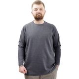 Modexl Büyük Beden Erkek Sweatshirt Bisiklet Yaka Uzun Kol Waffle 23460 Antrasit