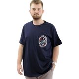 ModeXL Büyük Beden Erkek Tişört Baskılı Bisiklet Yaka Pamuklu Change U24084 Lacivert - 3XL