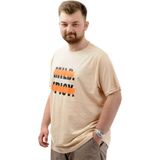 ModeXL Büyük Beden Erkek Tişört Baskılı Pamuklu Bisiklet Yaka Mıld U24080 Bej - 3XL