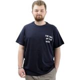 ModeXL Büyük Beden Erkek Tişört Baskılı Pamuklu Bisiklet Yaka T-Shirt Touch U24067 Lacivert - 3XL