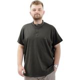 ModeXL Büyük Beden Erkek Tişört Düğmeli Hakim Yaka T-Shirt U24339 Haki - 3XL