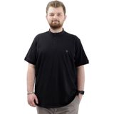 Modexl Büyük Beden Erkek Tişört Düğmeli Hakim Yaka T-Shirt U24339 Siyah