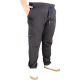 ModeXL Büyük Beden Lacivert Kargo Jogger Pantolon Erkek 21912 Keten Kumaş Özellikli - 60