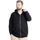ModeXL Erkek Kapşonlu Hırka Siyah Uzun Kol Fermuarlı Ekstra Özelliklerle 4XL