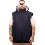 ModeXL Kapitone Yelek Lacivert Süet Büyük Beden Erkek 6XL Kısa Kol Özellikli Polyester