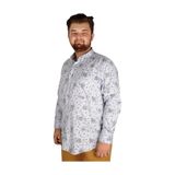 ModeXL Keten Likralı Cepli Katlama Kol 20395 Mavi Erkek Gömlek