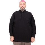 ModeXL Mode Büyük Beden Erkek Polo Waffle Kazak Siyah Bisiklet Yaka Casual Stil - 4XL