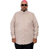 ModeXL Mode Büyük Beden Erkek Saten Çizgili Gömlek 20399 Sütlü Kahve 5XL Şık ve Rahat Stil