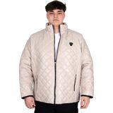 ModeXL Mode Xl Bej Dik Yaka Kapitone Mont U24615 Erkekler İçin Büyük Beden 2022 Sonbahar-Kış Sezonu - 7XL