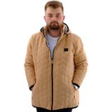 ModeXL Mode Xl Büyük Beden Erkek Bej Kalın Şişme Mont Kapüşonlu U24605 Elyaf Dolgulu - 5XL