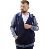 ModeXL Mode Xl Büyük Beden Erkek Eşofman Üstü Indigo Renkli Fermuarlı Kapüşonlu Sport Özellikli U24523 - 4XL - Lacivert