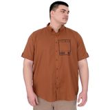 ModeXL Mode XL Büyük Beden Erkek Gabardin Gömlek Mode09 U25603 Tarçın