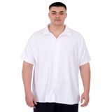 ModeXL Mode XL Büyük Beden Erkek Gömlek Apas Yaka Şerit Desen Jakar U24382 Beyaz