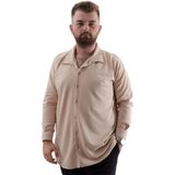 ModeXL Mode Xl Büyük Beden Erkek Gömlek Apas Yaka Uzun Kol Jakar U24381 Bej - 7XL
