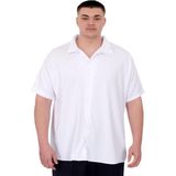 ModeXL Mode Xl Büyük Beden Erkek Gömlek Beyaz Apas Yaka Günlük Stil Kısa Kol Rahat Kesim - 8XL