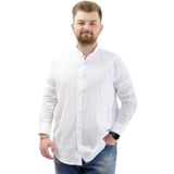 ModeXL Mode XL Büyük Beden Erkek Gömlek Uzun Kol Likralı Keten Gömlek U20385 Beyaz 7XL