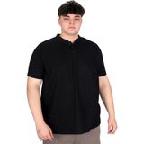 ModeXL Mode Xl Büyük Beden Erkek Hakim Yaka Tişört Waffle U20036 Siyah - 5XL