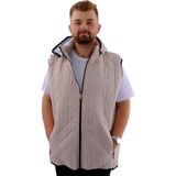 ModeXL Mode Xl Büyük Beden Erkek Kapitone Yelek Açık Gri Kısa Kol Polyester Düz Desenli - Gri - Melanj - 6XL