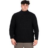 ModeXL Mode Xl Büyük Beden Erkek Kazak Yarım Balıkçı Yaka Siyah Renkli Desenli Tasarım - 4XL