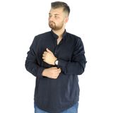 ModeXL Mode Xl Büyük Beden Erkek Keten Likralı Ukol Hakim Yaka Gömlek 20388 Lacivert