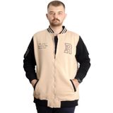 ModeXL Mode XL Büyük Beden Erkek Kolej Mont Fermuarlı Ceket REPUTATION Bej 23634