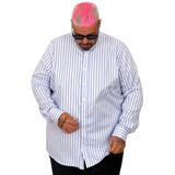 ModeXL Mode XL Büyük Beden Erkek Saten Çizgili Gömlek 20399