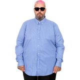 ModeXL Mode Xl Büyük Beden Erkek Saten Çizgili Gömlek Saks Renk Klasik Stil Uzun Kol - 5XL