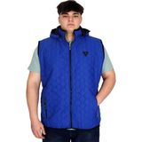 ModeXL Mode Xl Büyük Beden Erkek Şişme Yelek Mavi Kapüşonlu Fermuarlı Kısa Kol Polyester - 3XL