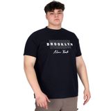 ModeXL Mode XL Büyük Beden Erkek Tişört Baskılı BROOKLYN WAFFLE U25002 Lacivert
