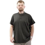 ModeXL Mode Xl Büyük Beden Erkek Tişört Düğmeli Hakim Yaka T-Shirt U24339 Haki - 4XL