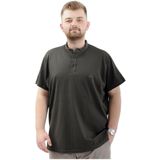 ModeXL Mode XL Büyük Beden Erkek Tişört Düğmeli Hakim Yaka T-Shirt U24339 Haki